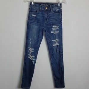 American Eagle Hi-Rise Jegging size 00 Distressed Stretchy